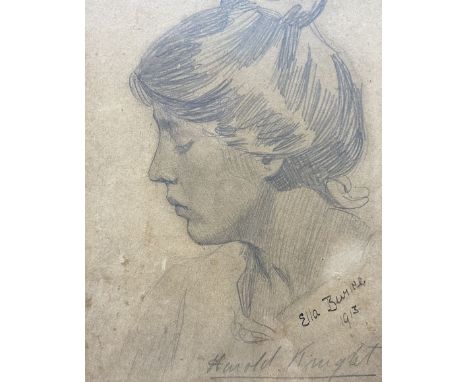 Harold Knight (Staithes Group 1874-1961): 'Ella Burke', pencil sketch signed in pencil, titled and dated 1913 in pen 16.5cm x