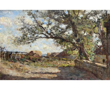 Frederic William Jackson (Staithes Group 1859-1918): Farmstead on the North Yorkshire Coast, oil on canvas unsigned 34.5cm x 