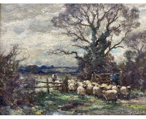 Owen Bowen (Staithes Group 1873-1967): Changing Pastures, oil on canvas signed 34cm x 44cmCondition Report:Good condition, we