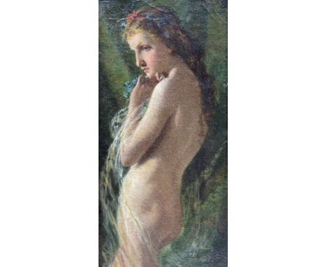 James Hamilton Hay (British 1874-1916): Young Maiden with Flowers, oil on canvas laid on to panel signed and inscribed 'Firen