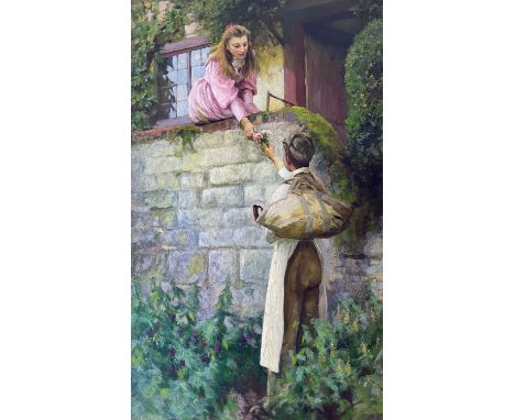 William Gunning King (British 1859-1940): 'June Roses', oil on canvas signed 105cm x 65cmProvenance: private local collection