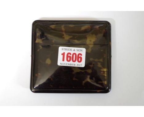 A tortoiseshell cigarette case, 9.5 x 9cm, the box inscribed 'Mitsukoshi, Tokyo'.