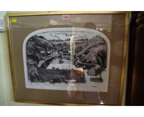 Graham Clarke, 'Mullion Cove', signed, titled and numbered 139/350, lithograph, pl.28.5 x 41cm.