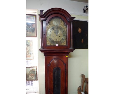 A George III mahogany eight day longcase clock, the 12in arched brass dial inscribed 'Rich Grove, London', 220.5cm high, with