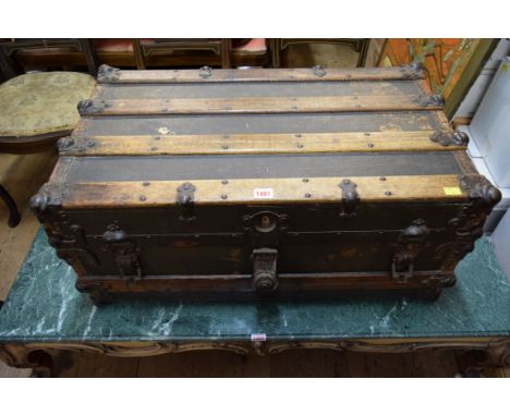 An interesting late 19th century travelling trunk, 78cm wide. 