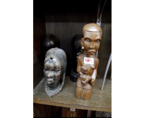 Ethnographica: four African carved hardwood figures, largest 25cm high. 
