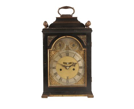 BENJAMIN GRAY AND JUSTIN VULLIAMY: A BRACKET CLOCK in mahogany case, with basket top surmounted by carrying handle and pineap