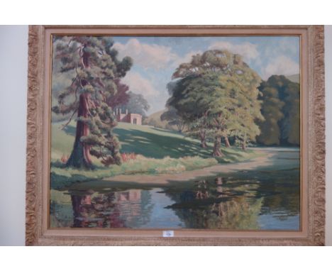 •R. WEAVER Bridehead House and lake, signed and dated '61, oil on canvas, 27" x 35½" 