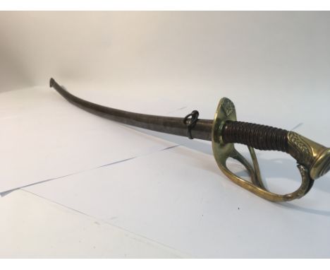 A French officers sword complete with a metal scabbard.