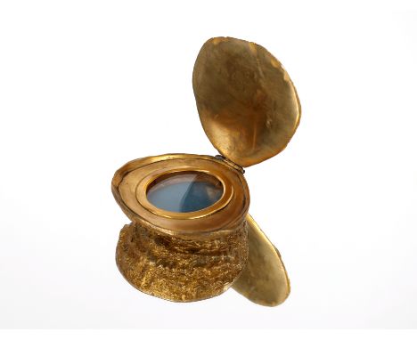 An unusual 19th Century&nbsp;French Ormolu box,&nbsp;naturalistically formed as an oyster shell, the hinged lid opening to re
