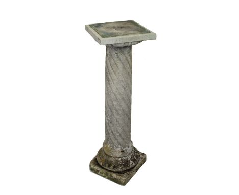 A 19th Century carved stone column, (possibly a sundial plinth), 93cm high