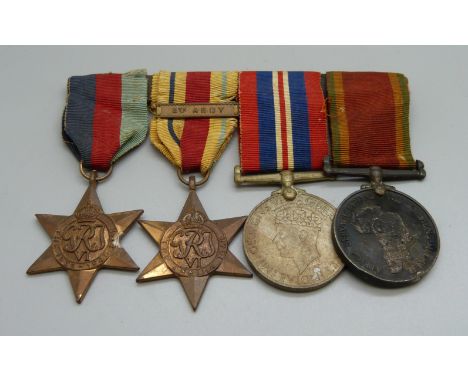 Four WWII medals including Africa Service Medal to 670 M.M. Dicks and Africa Star with 8th Army bar 