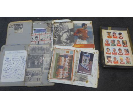 A collection of football scrap albums containing newspaper clippings and other ephemera, many with signatures of 1960's and 1