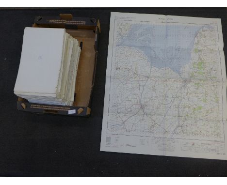 A box of approximately 125 MOD ordnance survey maps of Great Britain 
