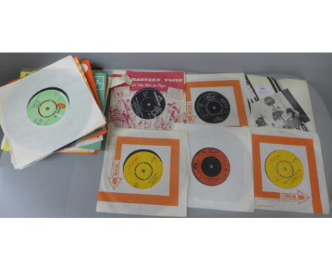 A collection of 7" singles including several Jimi Hendrix Experience 
