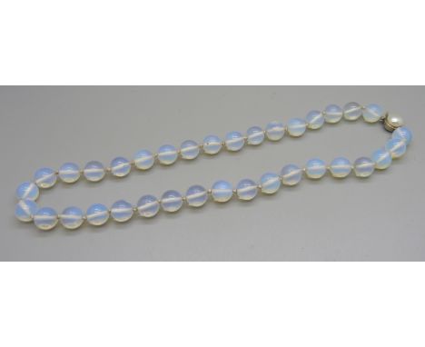 A vintage opaline glass necklace 