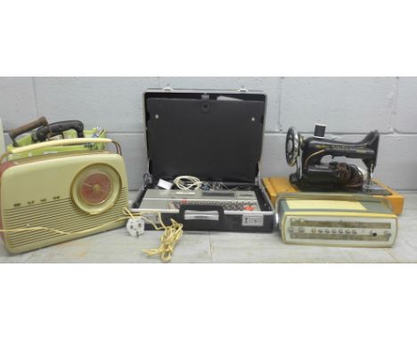 Two vintage radios including Bang &amp; Olufsen, an Epson HX20 and a sewing machine **PLEASE NOTE THIS LOT IS NOT ELIGIBLE FO