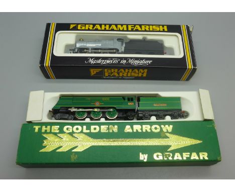 Two Graham Farish N gauge locomotives, 1840 4F Tender Loco (0-6-0), unpainted and The Golden Arrow 