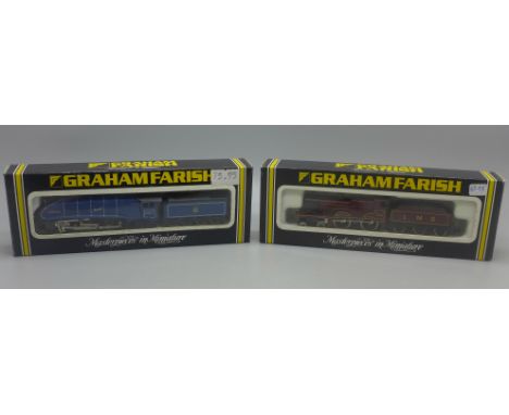 Two Graham Farish by Bachmann N gauge locomotives,  Silver Fox and 4P Class tender loco LMS maroon 