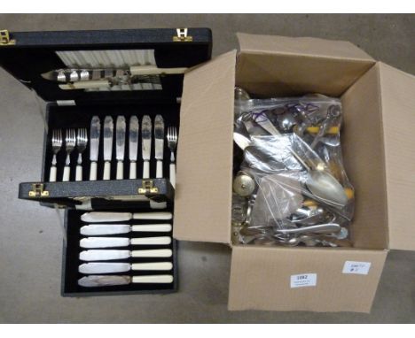A vintage collection of plated ware including two boxed sets **PLEASE NOTE THIS LOT IS NOT ELIGIBLE FOR POSTING AND PACKING**
