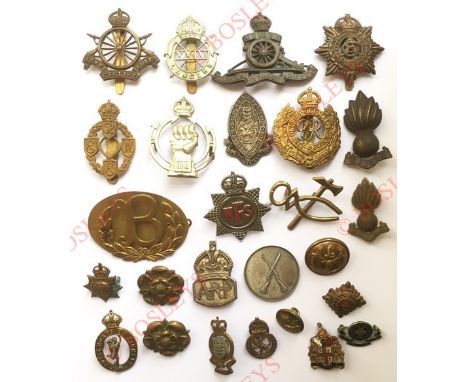 Selection of Various Badges etc. Including: Army Cyclist Corps (16 spokes) ... XXIV Lancers (one lance tip absent) ... Royal 