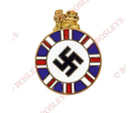 Badge. Imperial Fascist League 2nd pattern membership badge circa 1934-40 A good scarce pinback example. Red, white and blue 