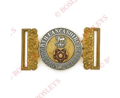 Badge. Loyal North Lancashire Regiment Victorian Officer’s post 1881 waist belt clasp. A fine silver and gilt example with ma