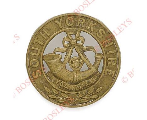 Badge. South Yorkshire Victorian helmet plate centre circa 1881-87. A good die-stamped brass circlet inscribed ‘South Yorkshi