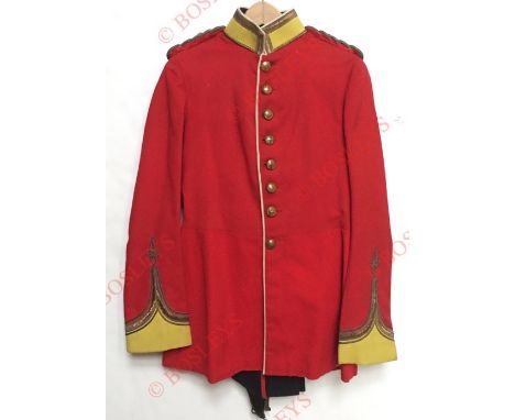 Indian Army 117th Mahrattas Officer’s Full Dress Scarlet Tunic. A good post 1903 example. Scarlet melton cloth, with yellow c