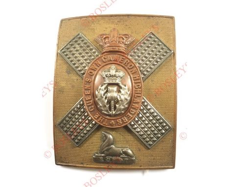 Badge. Scottish. The Queen’s Own Cameron Highlanders, Victorian Officer’s shoulder belt plate circa 1881-1901. A good scarce 