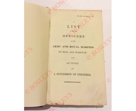 Napoleonic War Period British Army Officer List 1812. A good clean example, listing Officers of the Army and Royal Marines. C