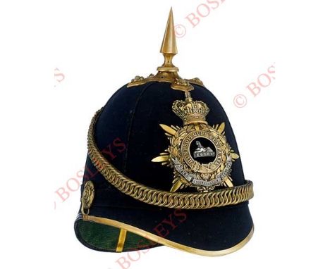 Gloucestershire Regiment Victorian Officer’s Home Service Pattern Helmet A very rare early post-1881 example. Blue cloth mate