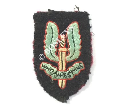Badge. WW2 SAS Special Air Service Cloth Cap Badge of Trooper Douglas “Daggerman” Harding Ex Popski’s Private Army A good wor