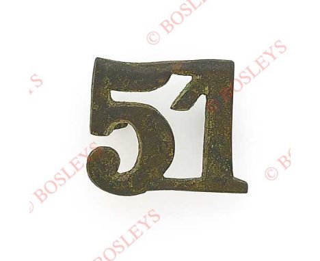 Badge. 51st (2nd Yorkshire, West Riding, King’s Own Light Infantry) Regiment of Foot Victorian OR’s ‘pork pie’ hat numerals c