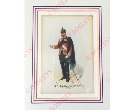 91st Highland Light Infantry Officer Watercolour Painting in the manner of Richard Simkin This watercolour depicts an Officer