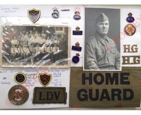 Badges. WW2 Womens Home Defence, LDV and Home Guard Insignia 2 x HWD enamelled shield badges by Collins, London ... 12th (Cha