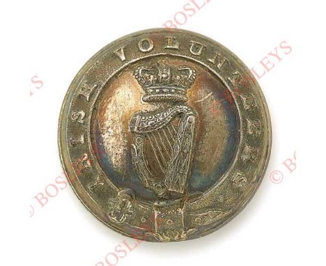 28th (London Irish) Middlesex Rifle Volunteers Victorian Officer’s tunic button. A fine scarce silvered example ‘Extra Treble