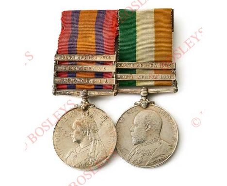 Boer War Pieterburg Light Horse Officer’s Queen’s South Africa Medal Pair. Awarded to “LIEUT A.E. HASERICK PIETERBURG L.H.” C