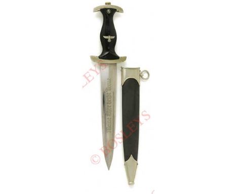 German Third Reich 1933 model SS dagger by Robert Klaas, Solingen. A fine example, the blade etched “Meine Ehre heist Treue” 
