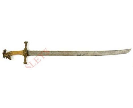 Napoleonic War Period Pioneers Sidearm Sword. An impressive heavy weight example, the flat 28 inch slightly curved blade with