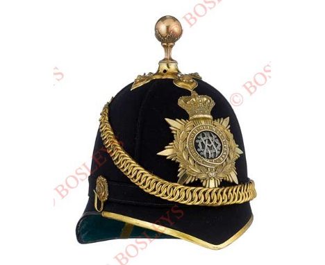 Army Veterinary Department Victorian Officer’s Home Service Pattern Helmet. A rare example by L.Silberston, London. Blue clot