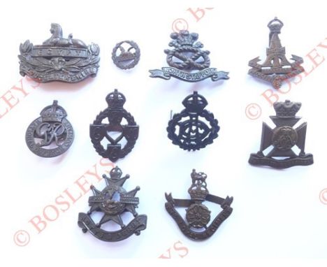 10 various OSD bronze cap badges Gloucester ... Gloucester (back) ... North Stafford ... Green Howards (Gaunt, London) ... Na