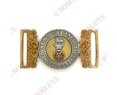 Badge. Loyal North Lancashire Regiment Victorian Officer’s post 1881 waist belt clasp. A good silver and gilt example with ma