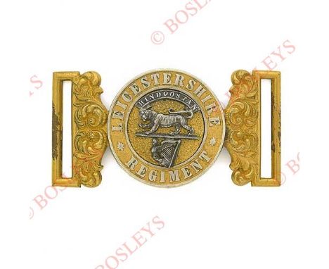 Badge. Leicestershire Regiment Victorian Officer’s waist belt clasp circa 1881-1901. A fine silver and gilt example with matc