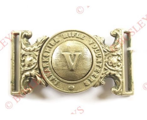 Badge. Scottish. 5th Lanarkshire Rifle Volunteers Victorian waist belt clasp circa 1880-87. A good scarce cast nickel example