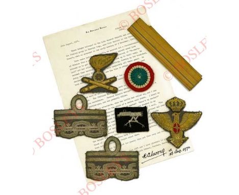 WW2 Italy The Rank Insignia of General Pietro Maletti. This rare grouping of Italian Military Insignia was acquired by Lieute