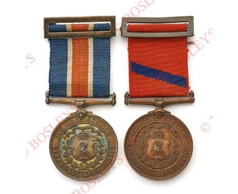 City of Liverpool Police Silver & Bronze Long Service Pair of Medals. Comprising: Silver example engraved to the reverse “PRE