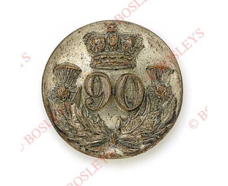 90th Regiment of British Militia Victorian Officer’s silver plated closed back coatee button. A good example by Firmin & Sons