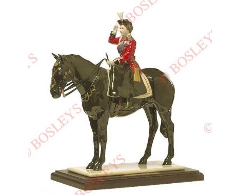 Large pottery figure of Her Majesty the Queen taking the salute at Trooping the Colour by Coalport This impressive limited ed