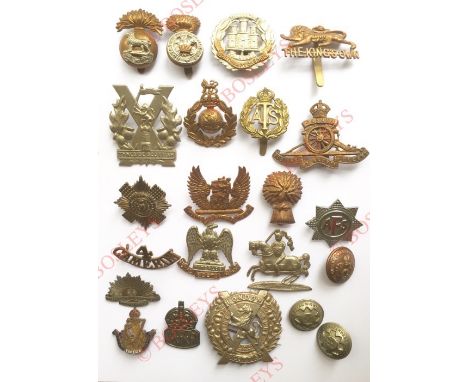 Selection of British Army Cap Badges etc. Comprising: Royal Munster Fusiliers ... Royal Welch Fusiliers ... Northamptonshire 